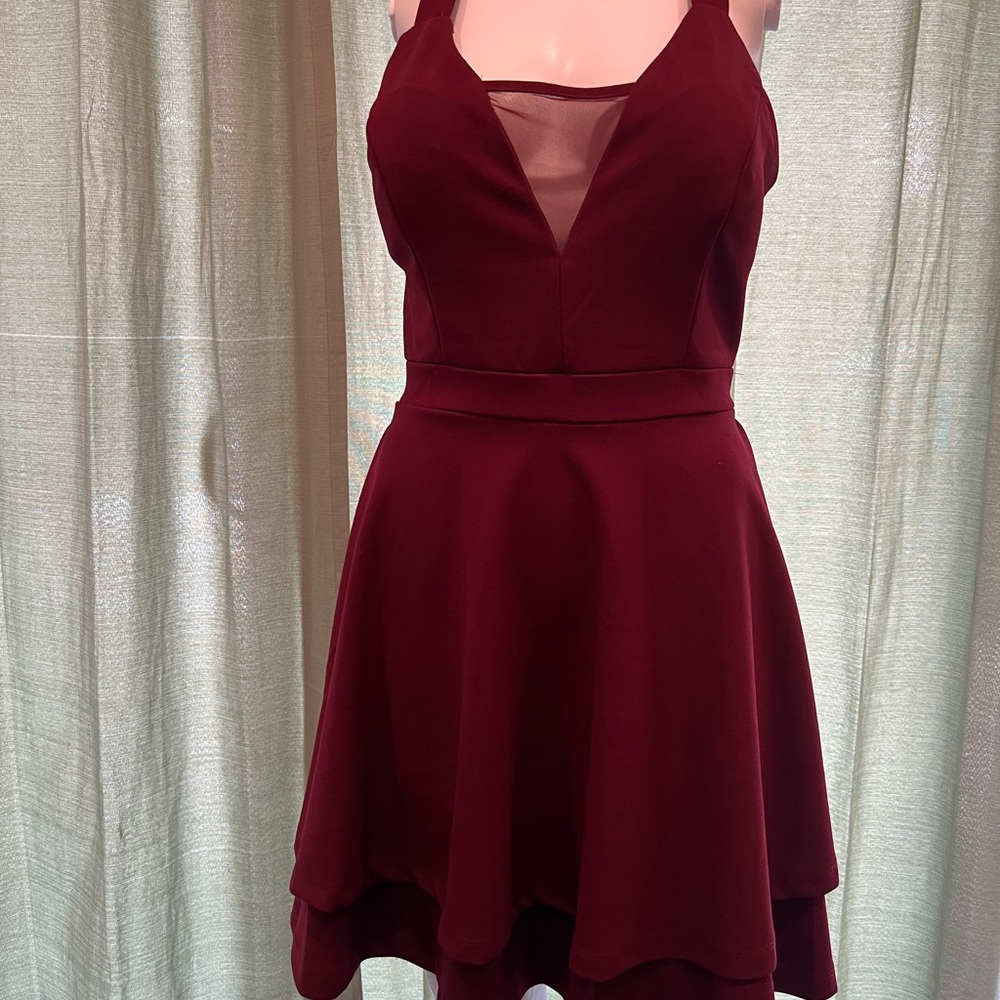 Cute Burgundy Sleeveless Dress